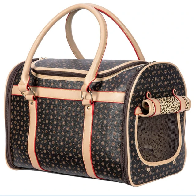 Luxury Dog Carry Bag Folding Leopard Fashion Outdoor Pet Carrier