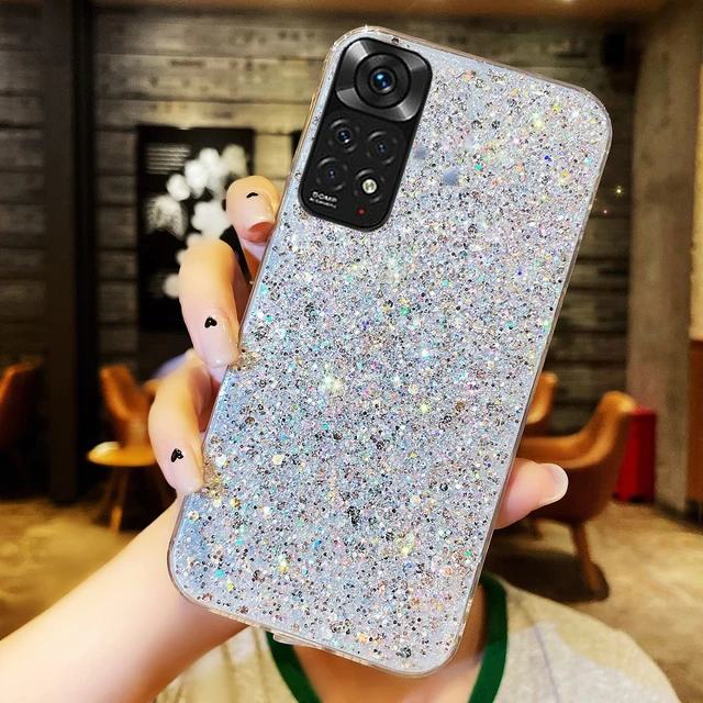 Funda de silicona con purpurina brillante para Xiaomi Redmi Note 11, 11S, 10S, 9, 9S, 9A, 9C, 8, 8A Pro, lámina de oro y plata, cubierta trasera suave - Image 5