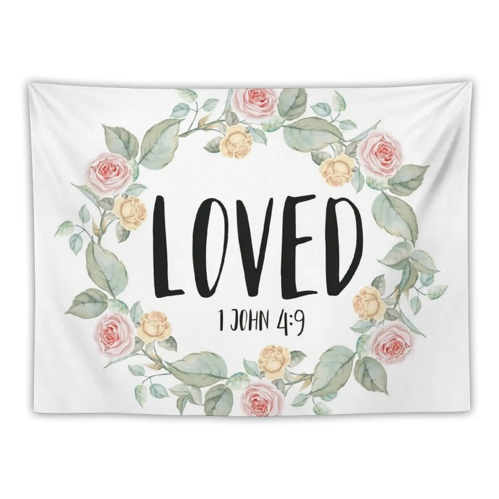 

Loved - 1 John 4:9 - Bible Verse Tapestry Aesthetic Room Decor Korean Outdoor Decoration Bedroom Room Decorator