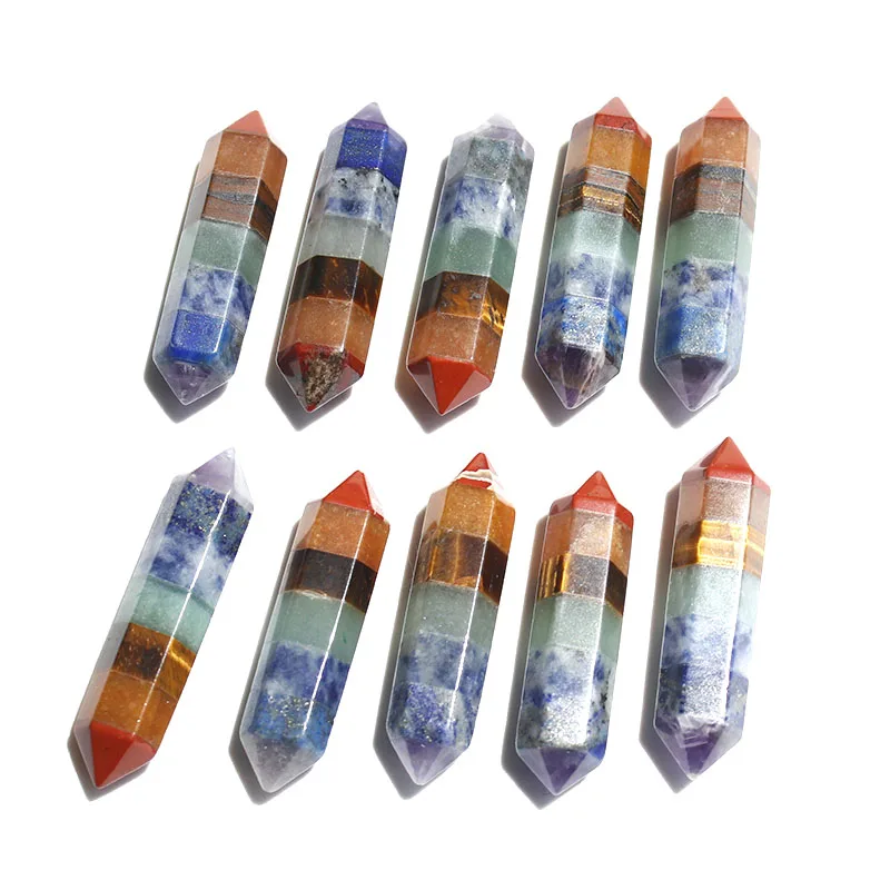 

5 / 10 шт. 1,17 дюйма, натуральные семь видов, комбинированные Кристальные двойные башни