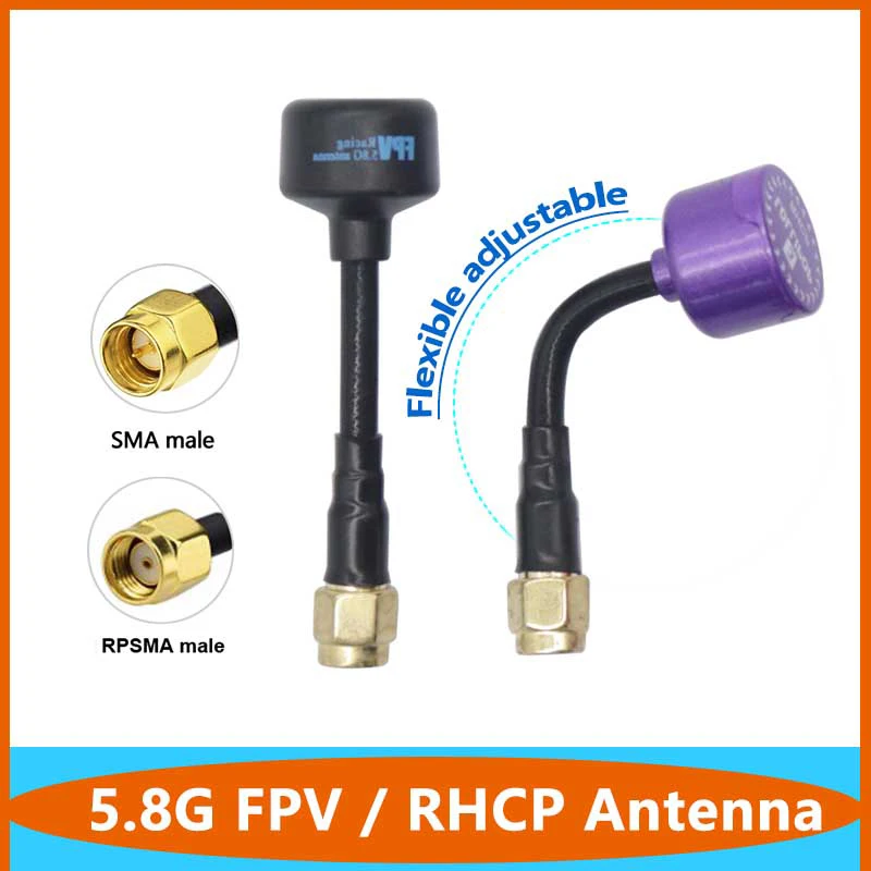 5.8G Omni Mini Lollipop Aerial RHCP Antenna High Gain 5Dbi FPV Transmitter/Receiver SMA/RP-SMA Male For RC Racing 5 8g omni mini lollipop aerial rhcp antenna high gain 5dbi fpv transmitter receiver sma rp sma male for rc racing