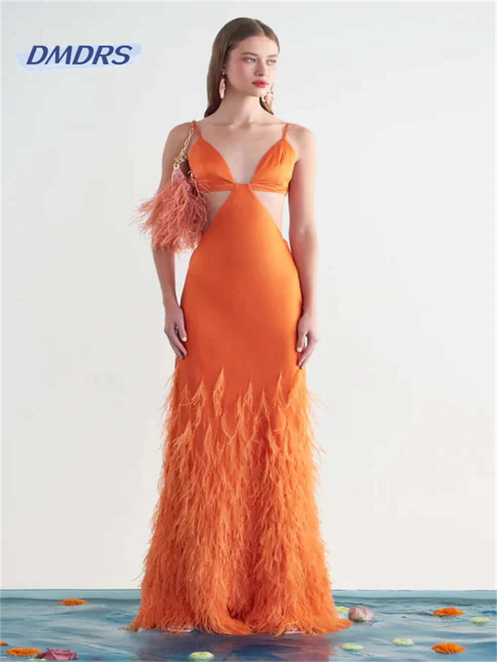 

Simple Deep V-neck Spaghetti Straps Evening Dress Classic Floor-length Cocktail Party Gown Elegant Vestidos De Novia