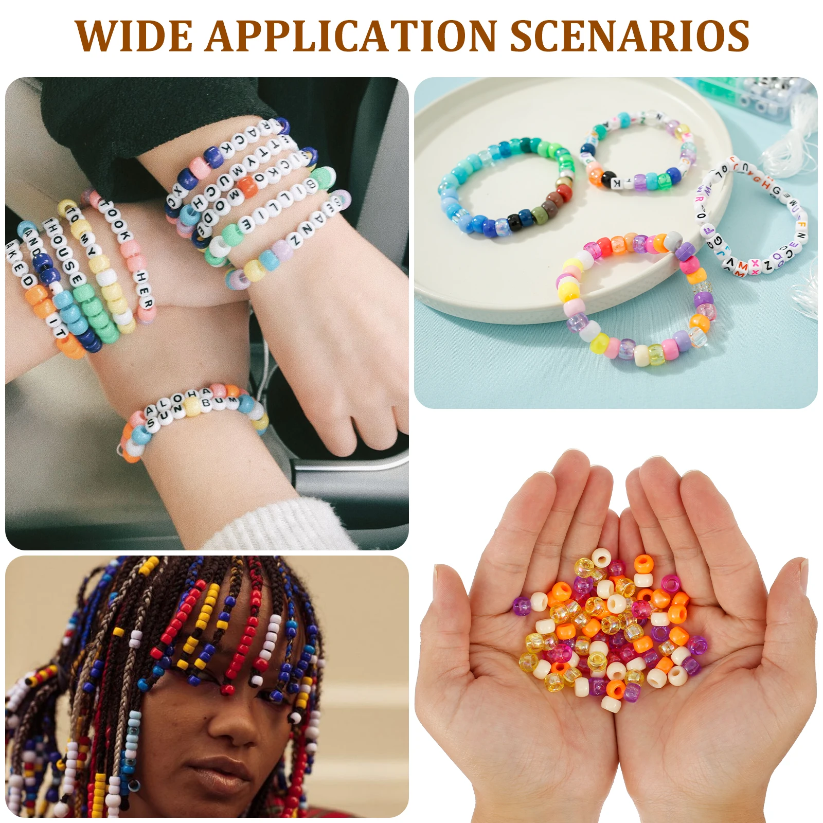 1977Pcs Pony Bead Set, 375 Letter Beads with Elastic Cord, 1600 pcs Pony Beads for Bracelet Making, DIY Craft Charms Making Kit