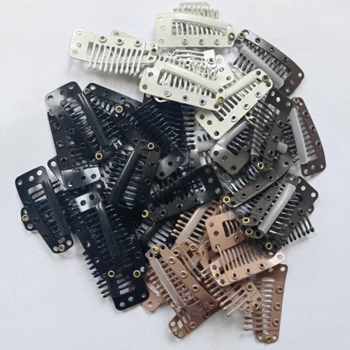 50pcs 3.6cm Clip nell'estensione dei capelli Clip per parrucca per capelli umani frangia Clip per capelli a scatto per estensioni pettine In metallo Clip In metallo a forma di T
