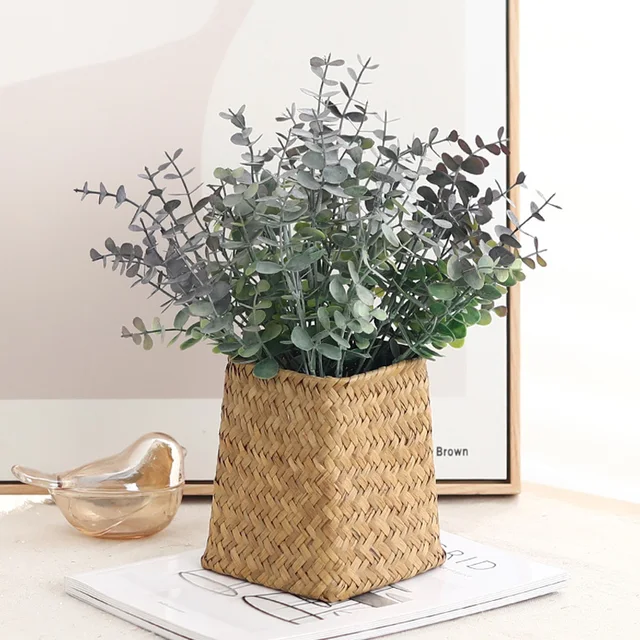 2Pc 35 Cm 5 Ág Eukaliptusz Mesterséges Növény Esküvői Dekorációhoz Otthoni Dekoráció Karácsonyi Beltéri Kerti Ajándék Hamis Barkácsolás - Image 3