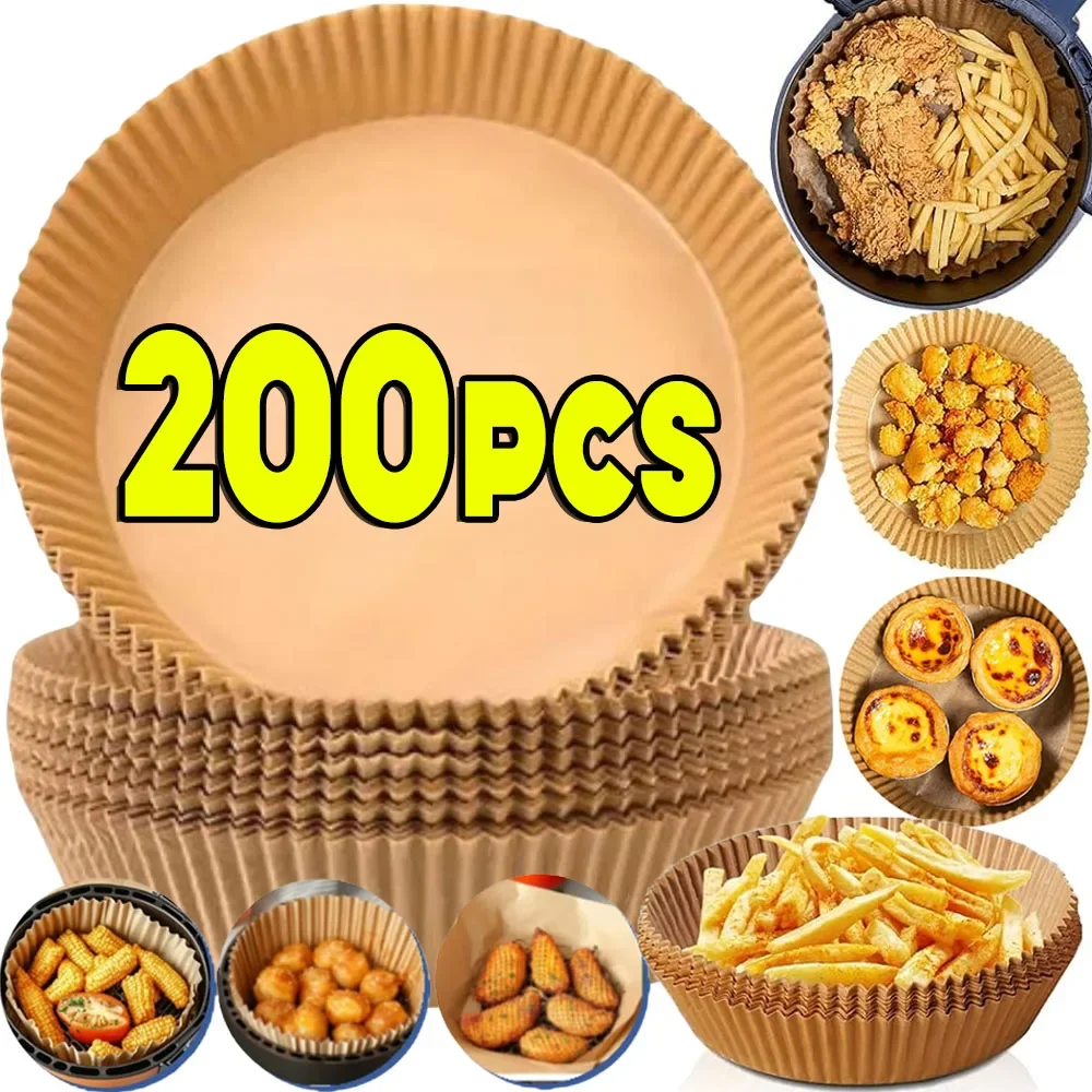 Round Air Fryer Paper Disposable Non-Stick Airfryer Baking Papers Microwave Oven Pot Oil Absorbing Liners Kitchen Accessories