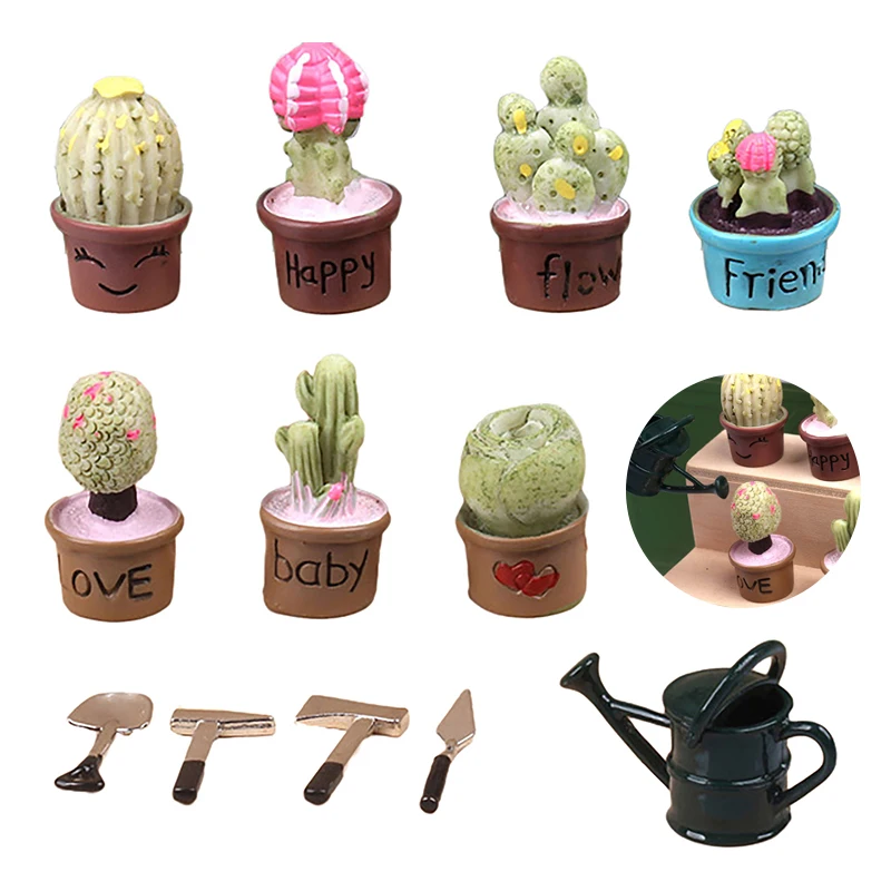 

1Set 1:12 Dollhouse Miniature Gardening Tool Mini Succulent Potted Plant Shovel Ax Sprinkler BucketModel Toys Garden Scene Decor