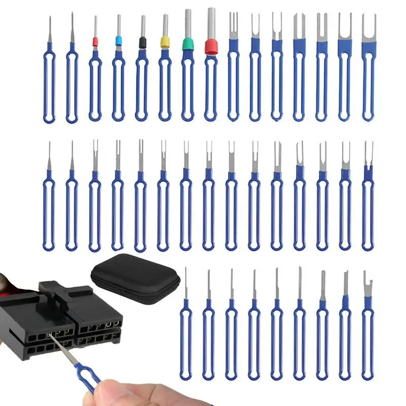 

Terminal Removal Tool Kit 36pcs Upgraded Blue Pin Extractor Tool Set Portable Terminal Ejector Pin Connector Removal Tool For