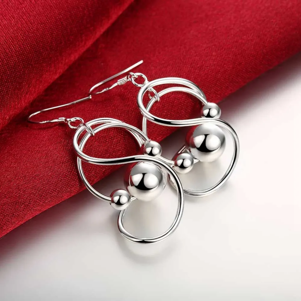 Hot New 925 Sterling Silver Earrings Korean Vintage Twisted Ball Long Dangle  For Women Fashion Gifts Wedding Jewelry