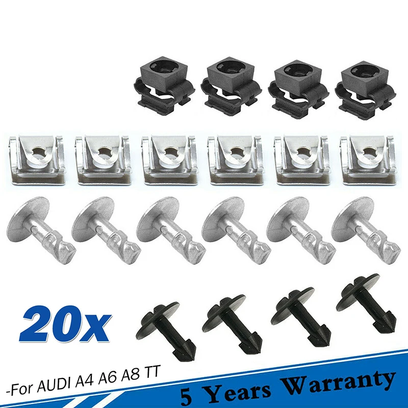 20pcs Undertray Engine Under Cover Fixing Clips Shield Trim Panel Screw Kit For Audi A4 A6 A8 TT Auto Repair 3