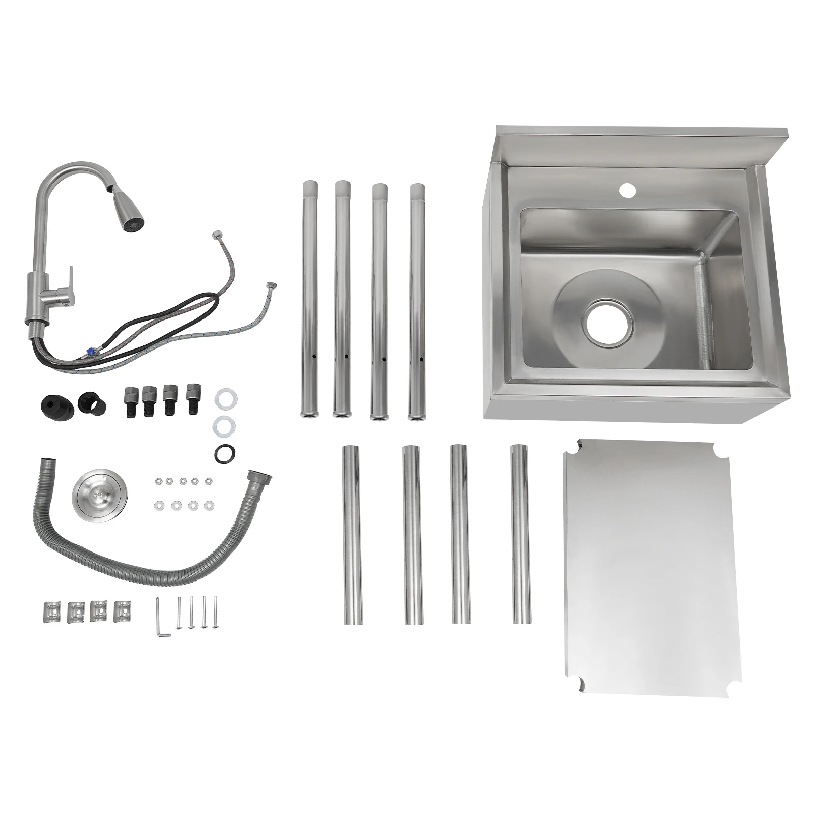 Free Standing Commercial Kitchen Sink Set Stainless Steel for Hand wWashing and Cleaning Food, Fruits and Vegetables 6