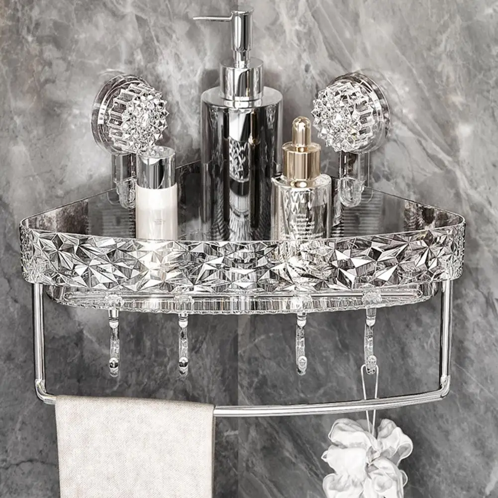 Suction Cup Corner Wall Shelf Storage Rack Strong Load-bearing Large Capacity Easy to Install Heavy-Duty Shower Organizer Shelf