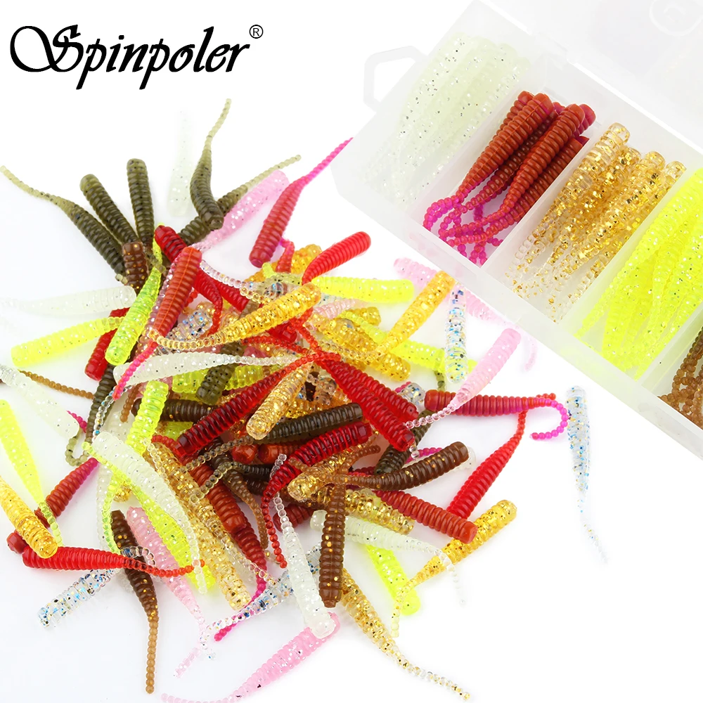 Spinpoler 50pcs Ajing Soft Bait Fishing Lure Worms 4cm 0.3g