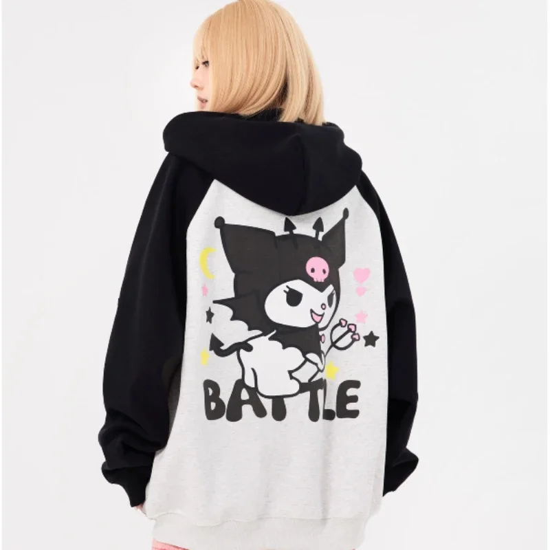 

Sanrio New Kuromi Mymelody Hoodies Anime Kawaii Plush Loose and Comfortable Keep Warm Autumn and Winter Hoodies Cute Girl Gift