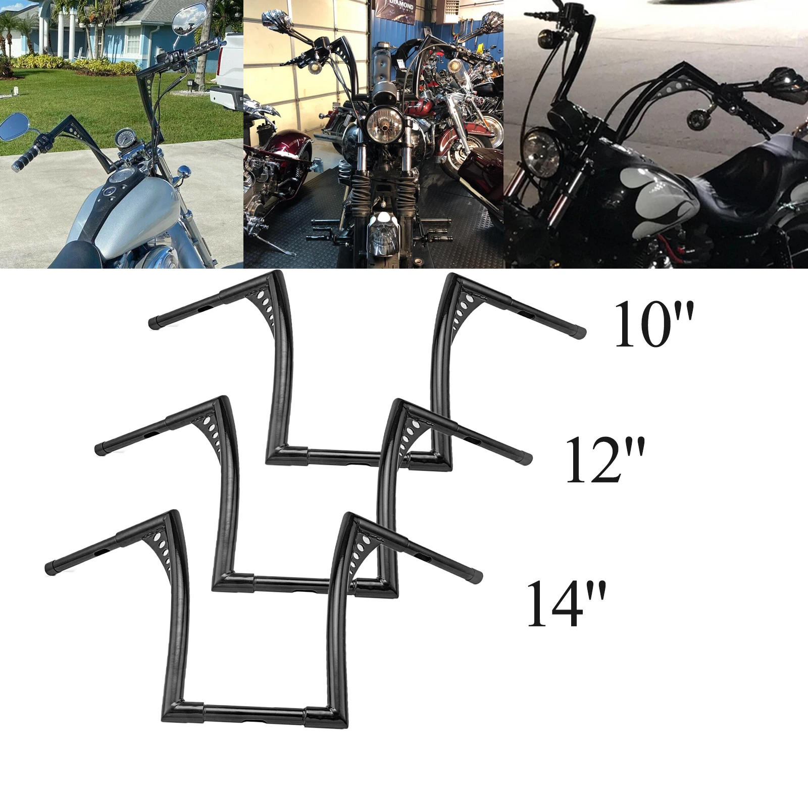 11/4" Motorcycle Handlebar Ape Hanger Handlebar 10" 12" 14" Rise For