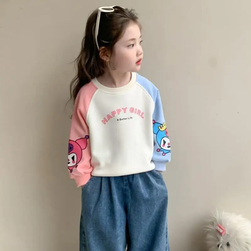 Sanrio 헬로 키티 여아 기본 레이어 봄 가을 캐주얼 새 스타일 매우 아름다운 아동 가을 탑 아동복