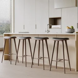 Solid wood bar stool Household high chair Fashionable chairs Nordic minimalist island bench Home Restaurant Cafe seat furniture