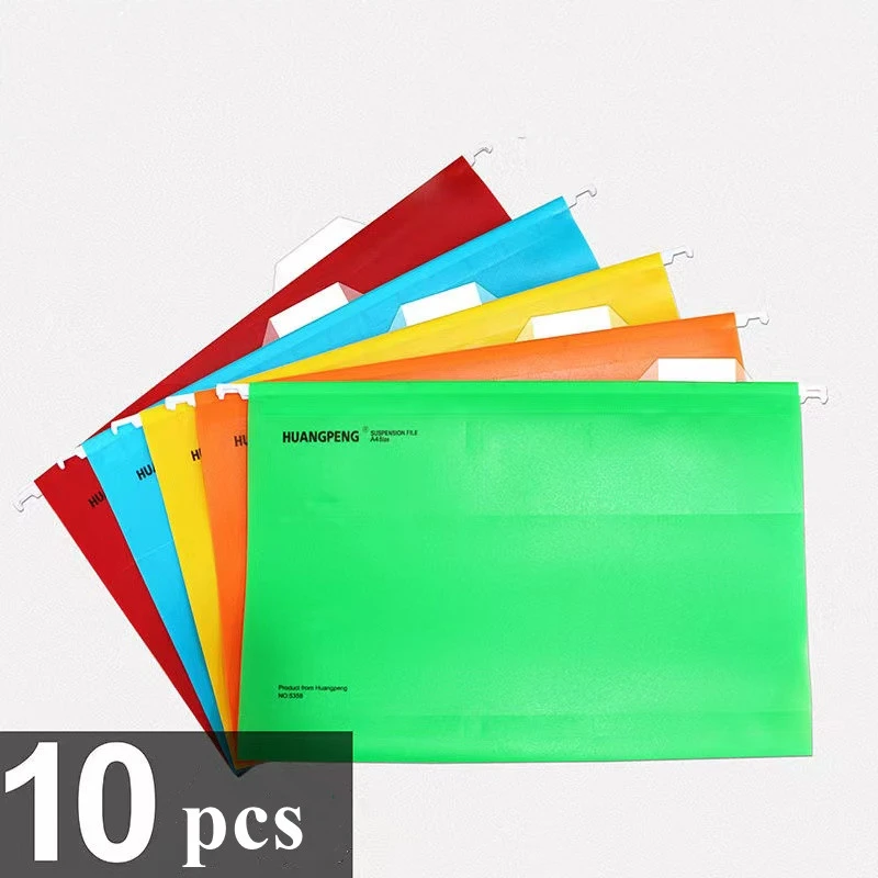 10pcs A4 Hanging File Folders With Tab Reinforced Hang Folders Waterproof School Suspension Filing Storage Folders High Capacity
