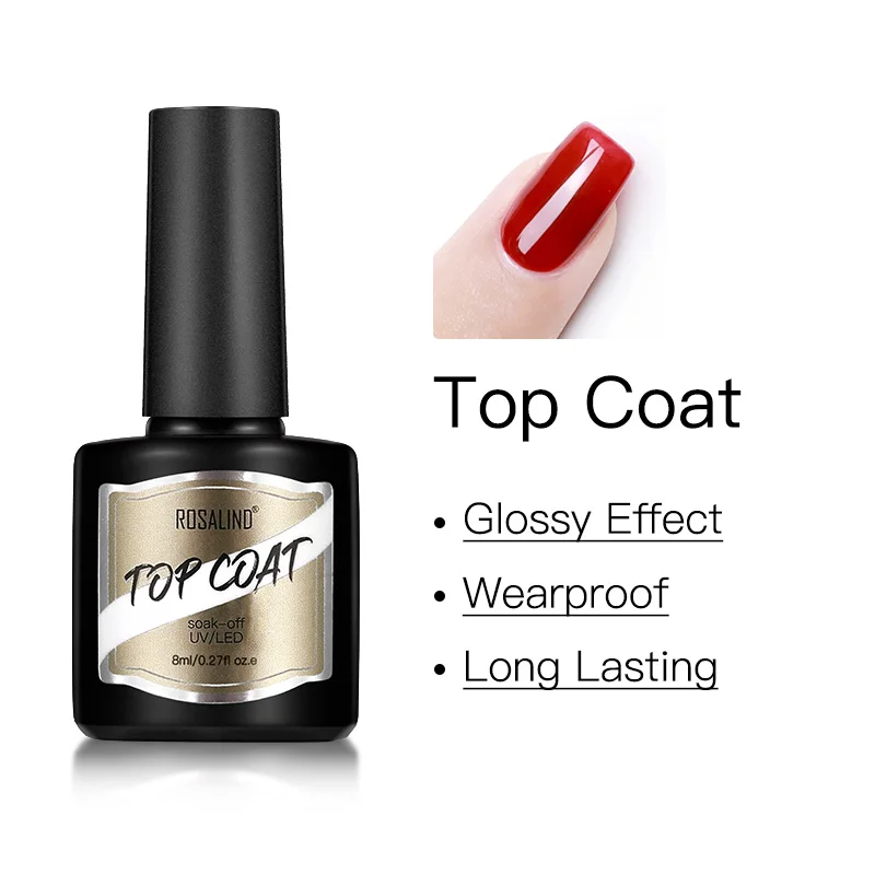 Gel Nail Polish ROSALIND Top Coat 8ml Gel Polish Shiny Soak Matte Off Manicure Art Decorations Varnish Top Coat UV Gel gel nail polish,gel nail varnish,nail polish finish