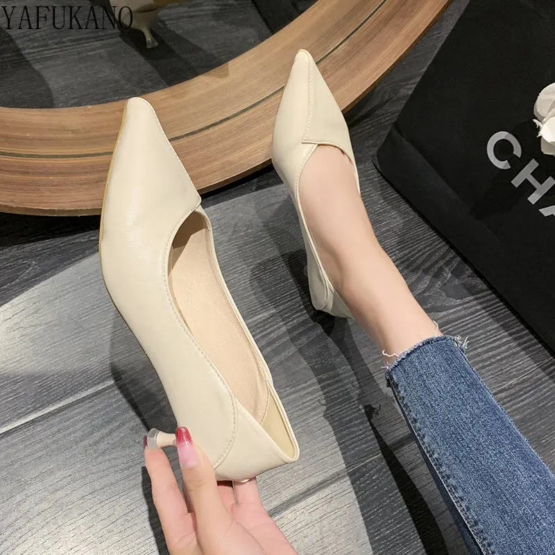 Black High Heels 3cm Soft Leather Comfort Office Work Shoes Female Fashion Not Tired Feet Low Heel Shoes 2023 New Ladies Pumps