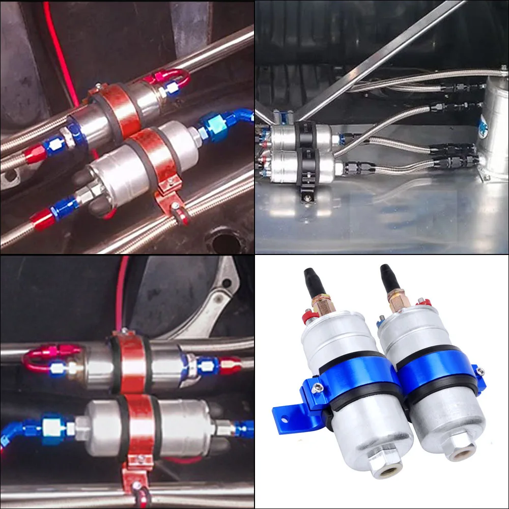 Car Fuel Accessories Dual Twin Fuel Pump Mount Bracket 60MM & Fuel Filter Clamp 60mm Cradle For Car Modified TK-CA747K2