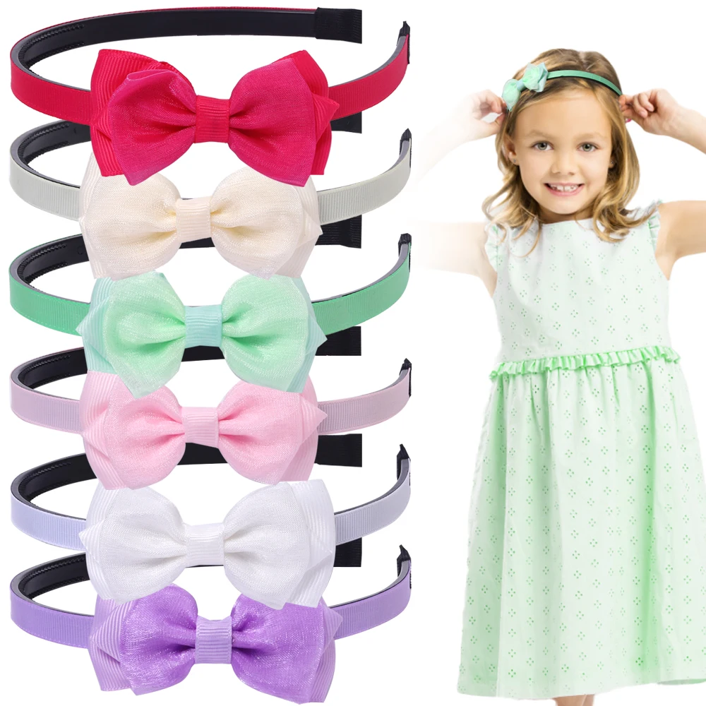 Fashion Kids Headband Solid Color Double Lay Butterfly Knot Hearwear Cute Hair Accessories Bowknot for Girls Gifts Dropshipping