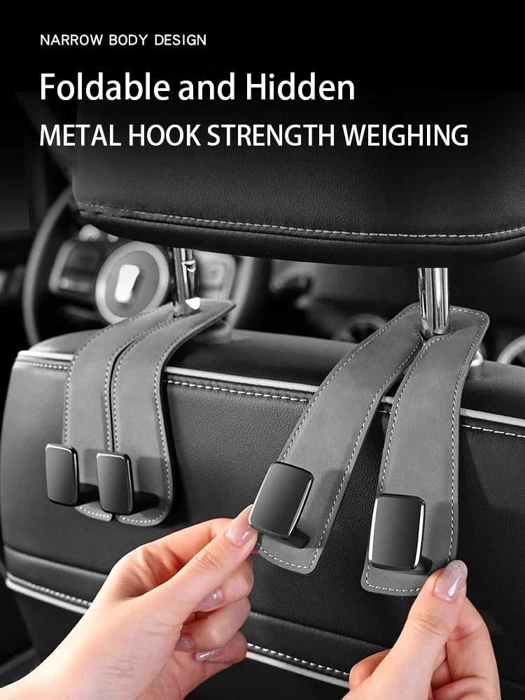 

Upgrade double hooks Car Seat Back Hidden Hooks Flip Fur Invisible Inside Car Rear Bag Small Object Storage Elk Skin Hooks