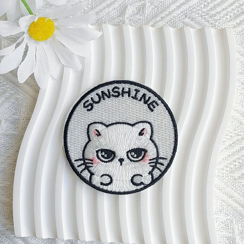 Runde Tier katze Patches für Kleidung Kinder selbst klebende Stickerei Paras Coser Applikation auf Jeans Scratch Patch DIY Swe – Detail 10