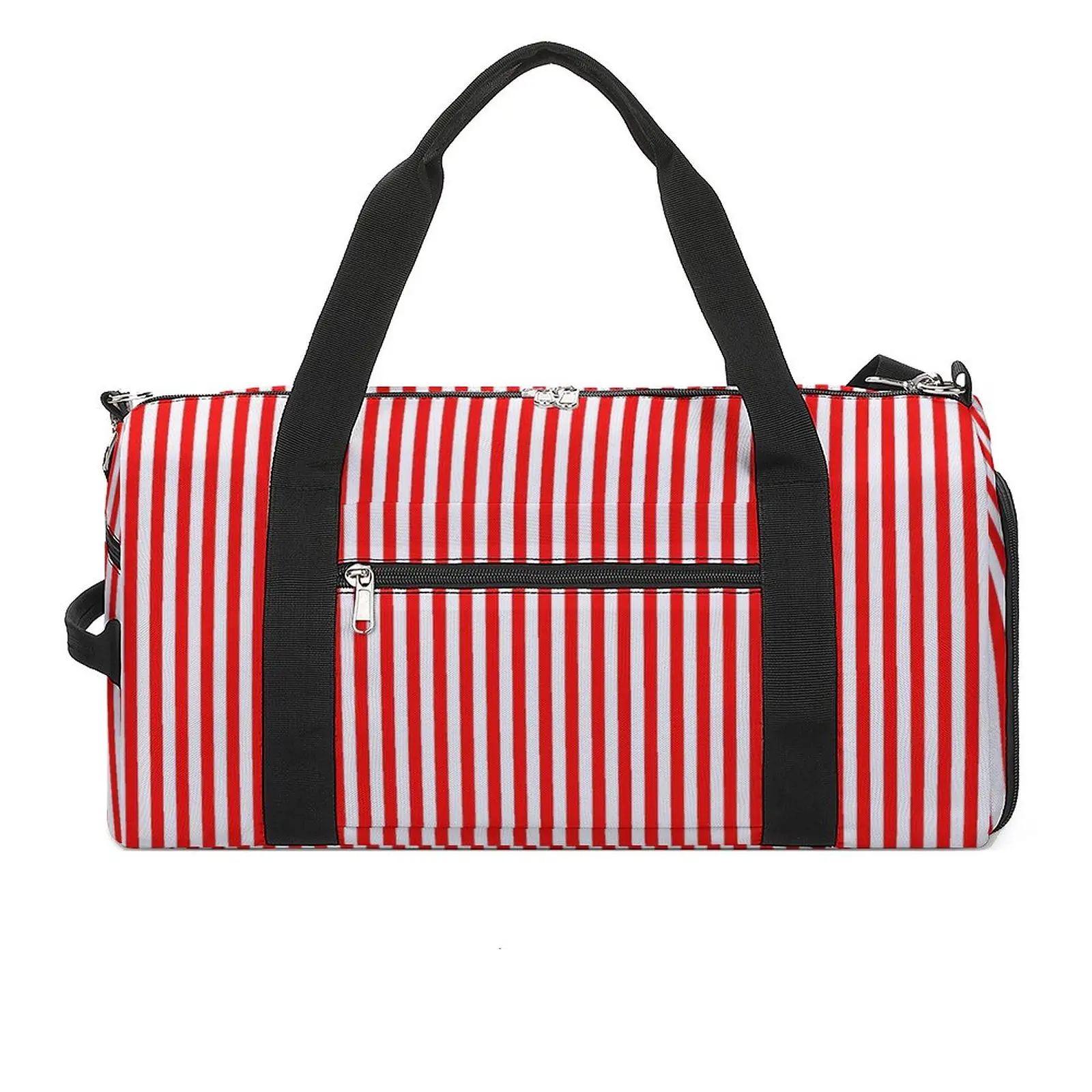 

Striped Print Gym Bag Red and White Travel Training Sports Bags Men Women Design with Shoes Funny Fitness Bag Outdoor Handbags