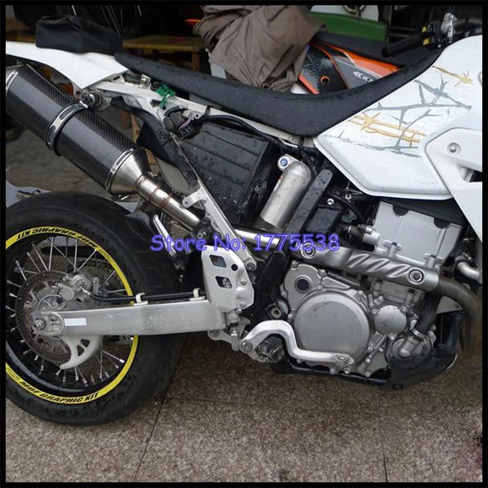 For Suzuki DRZ400 DRZ400S DRZ400SM Motorcycle Exhaust Escape Moto Muffler with Middle Link Pipe Carbon Fiber Motorbike Muffler - Image 6
