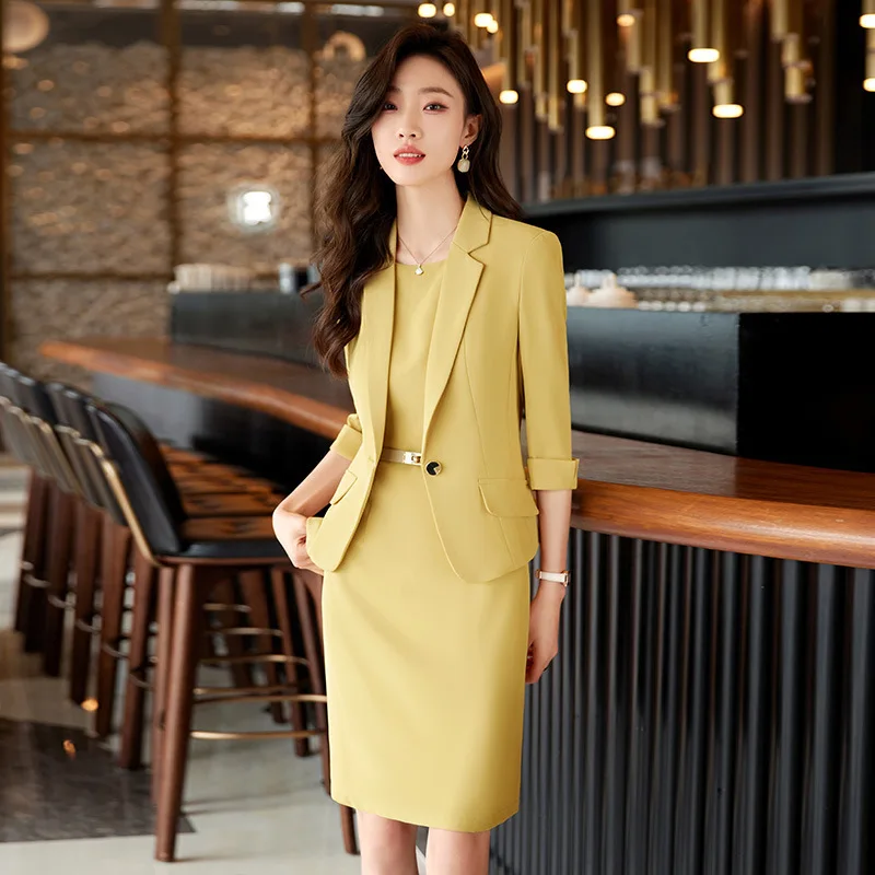 new-fashion-elegant-slim-fit-small-suit-coat-women's-summer-thin-new-styles-business-work-wear-suit-dress-professional-set