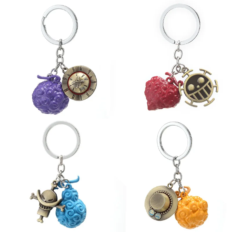 Anime One Piece Devil Fruit Portachiavi Chirurgico Fruit Burning Fruit Rubber Set Di Due Portachiavi Regalo Di Compleanno Dell'Amico