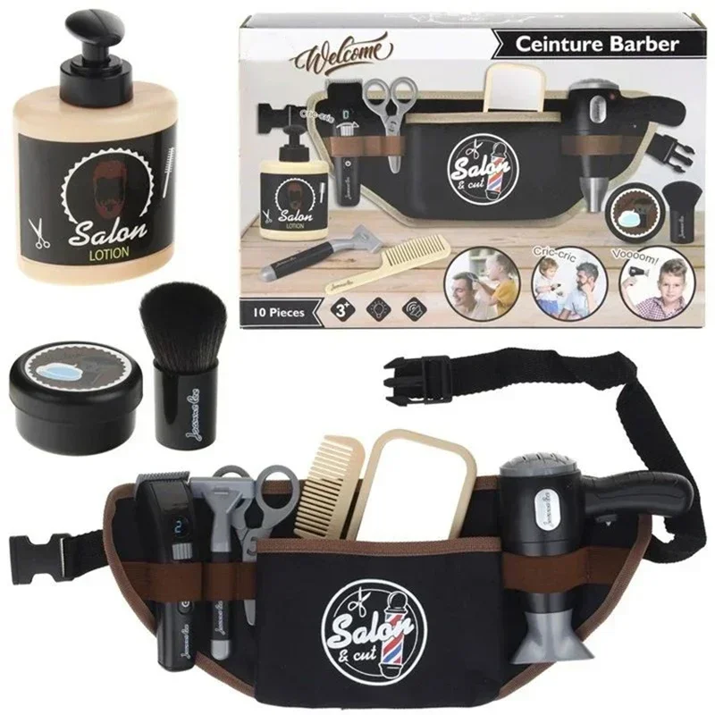 Kids Hair Styling Toys Pretend Hair Salon Shaving Set Pretend Play Fashion Makeup Set Toy for Birthday Party Dress Up Game Gift