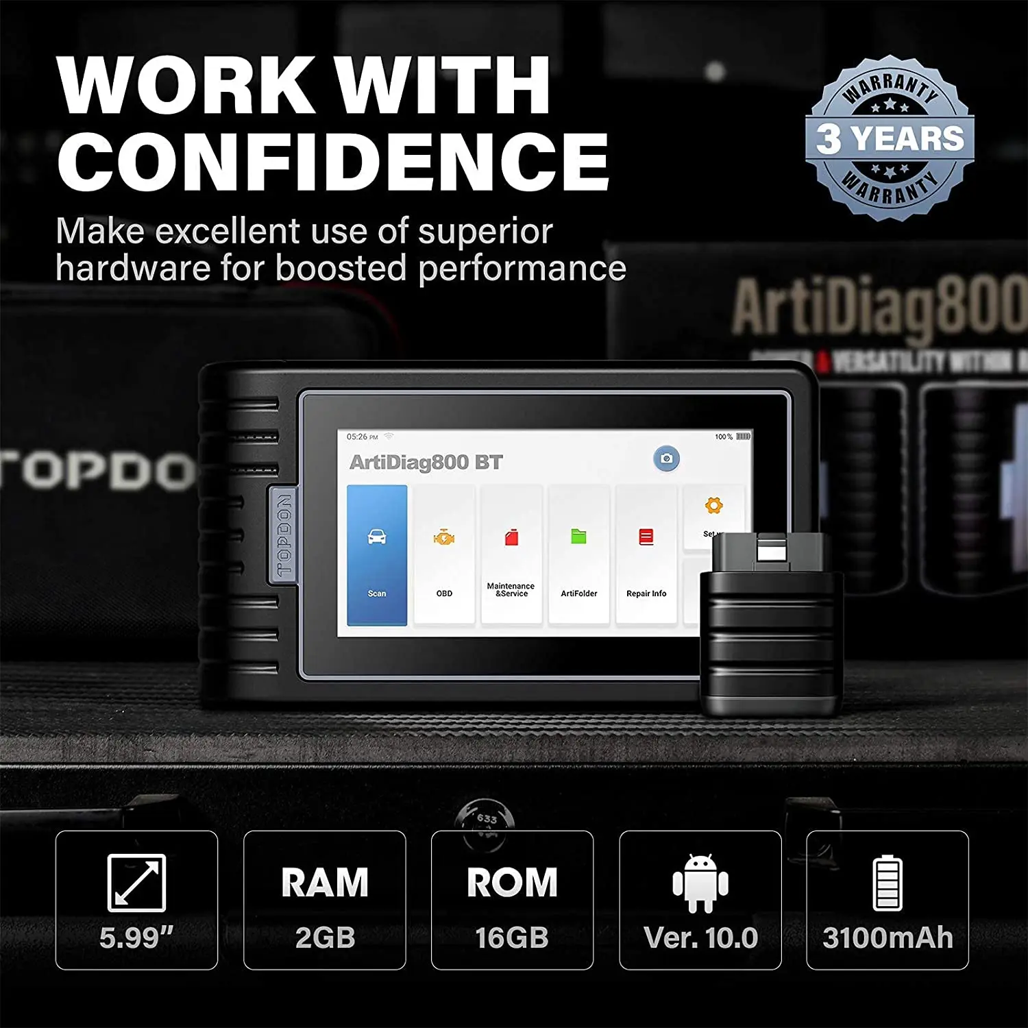 TOPDON 자동차 진단 도구, ArtiDiag800 BT, 자동차 OBD2 스캐너, 모든 시스템 자동 스캔 도구, 오일 IMMO 코드 리더