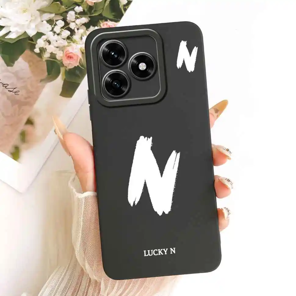 Silicone Soft Phone Back Cover with Lucky Letters - 6.74 Protective Case