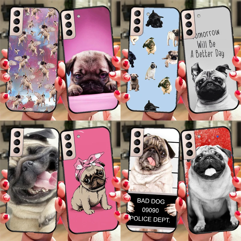 Simpatico Cucciolo Pug Dog Mops Case Per Samsung Galaxy S22 S21 Note 20 Ultra S8 S9 S10 Note 10 Plus S20 Fe Cover Posteriore
