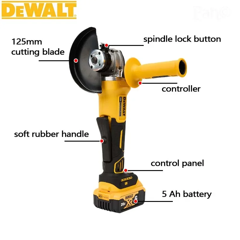 DEWALT DCG405 125mm flat head angle grinder bare machine tool cutting machine brushless 18V lithium battery tools 4
