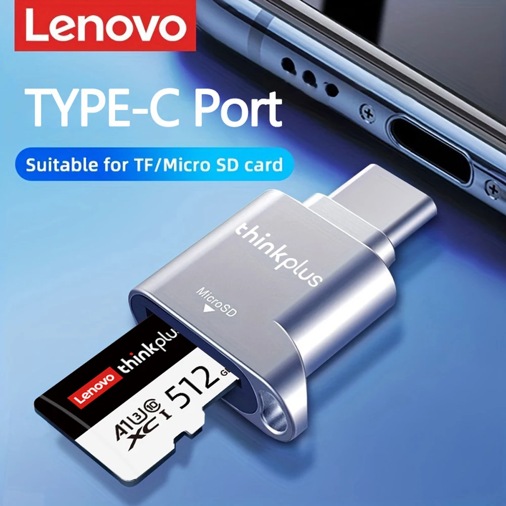 Lenovo TF Card Reader Micro SD Card Reader Type C TF Memory Adapter with USB C to USB Adapter Laptop Compatible