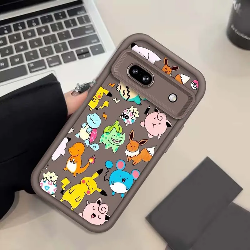 P-Pokemones P-Pikachus Anime Eye Ladder Shockproof Soft TPU Phone Case