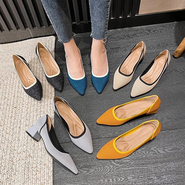 2023 new women's shoes spring and autumn flat shoes fashion casual women's  flat shoes pointed knitting elastic comfortable shoes - AliExpress