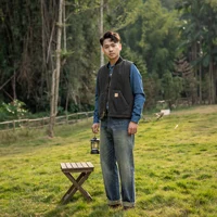 V02-0001 US Big Size Super Quality Multi Pockets Waistcoat Men's Cotton Canvas Fishing Vest 2