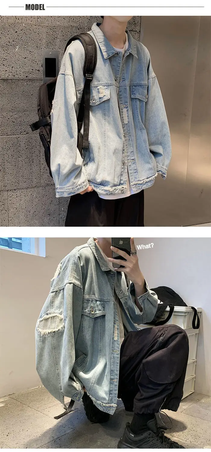 racer jacket GODLIKEU Spring Autumn Long Sleeve Black Oversized Harajuku Denim Jeans Jacket Men Clothing Fashion Korean Tops men jackets