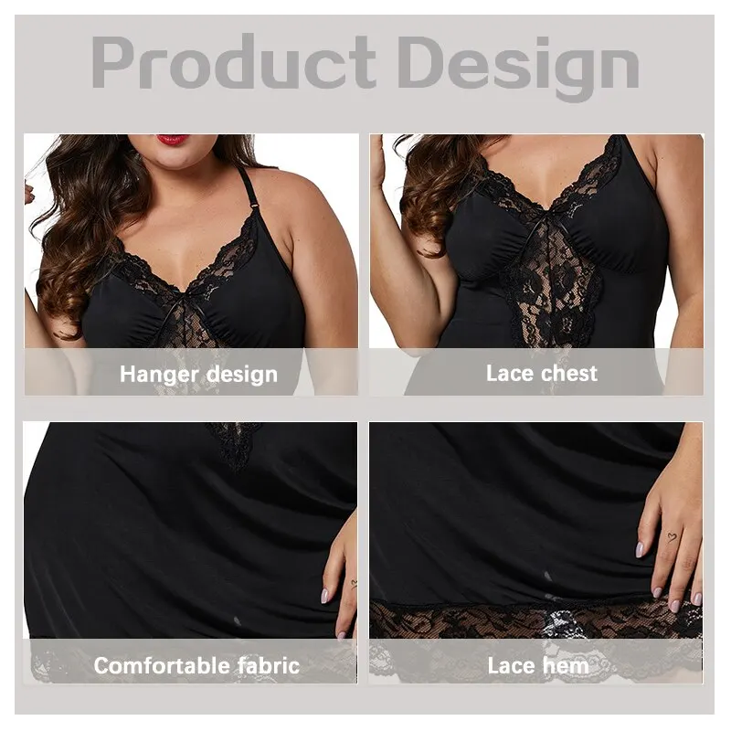 Women Lingerie Women Lingerie Set Women Nightgowns Women Nightdresses Women Pajamas Women Camisole Sleeping Dress Women's Sexy Spaghetti Straps Lingerie Nightwear Plus Size Lace Sleeveless Soft Comfortable