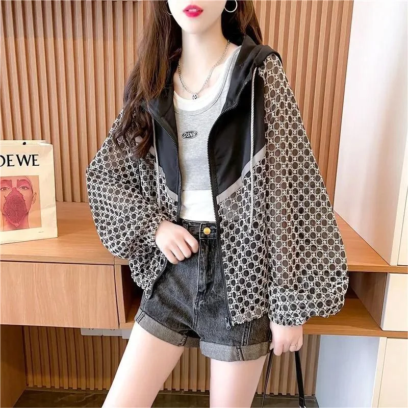 Hollow Sun Protection Clothing For Women Outerwear Summer Uv Protection Hooded Cardigan Sun Protection Coat