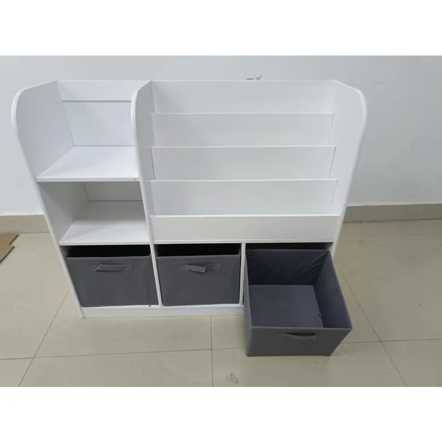 Multifunctional Bookcase with Collapsible Fabric Drawers