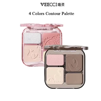 VEECCI 4 Color Contour Palette Powder Matte Shimmer Bronzer Highlighter Brighten  Nude Tones Longlasting Facial  Makeup 1