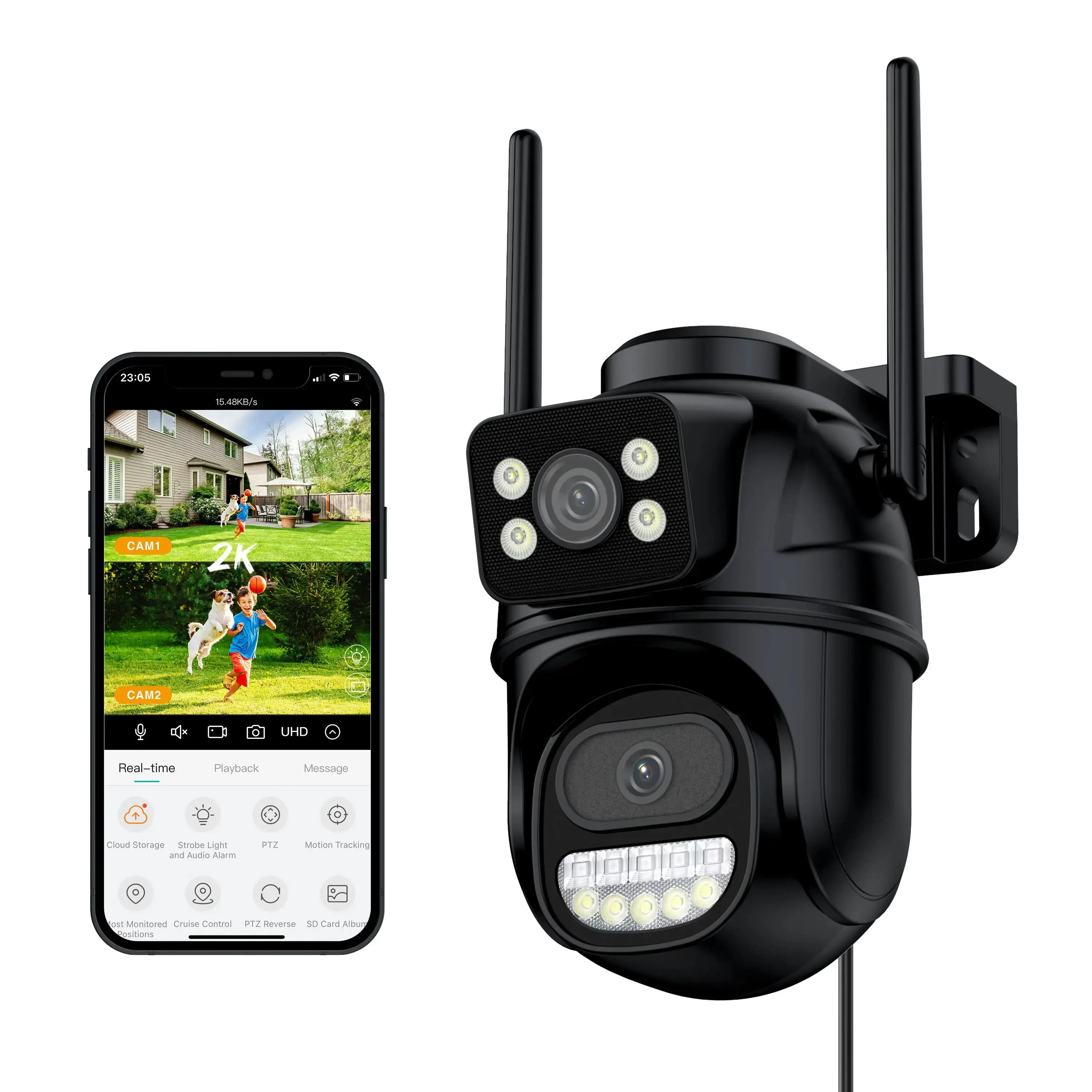PTZ 8MP Wi-Fi IP Camera Dual Screen Auto Tracking Color Night Vision Outdoor CCTV Camera IP 4K Security Protection ICSee App