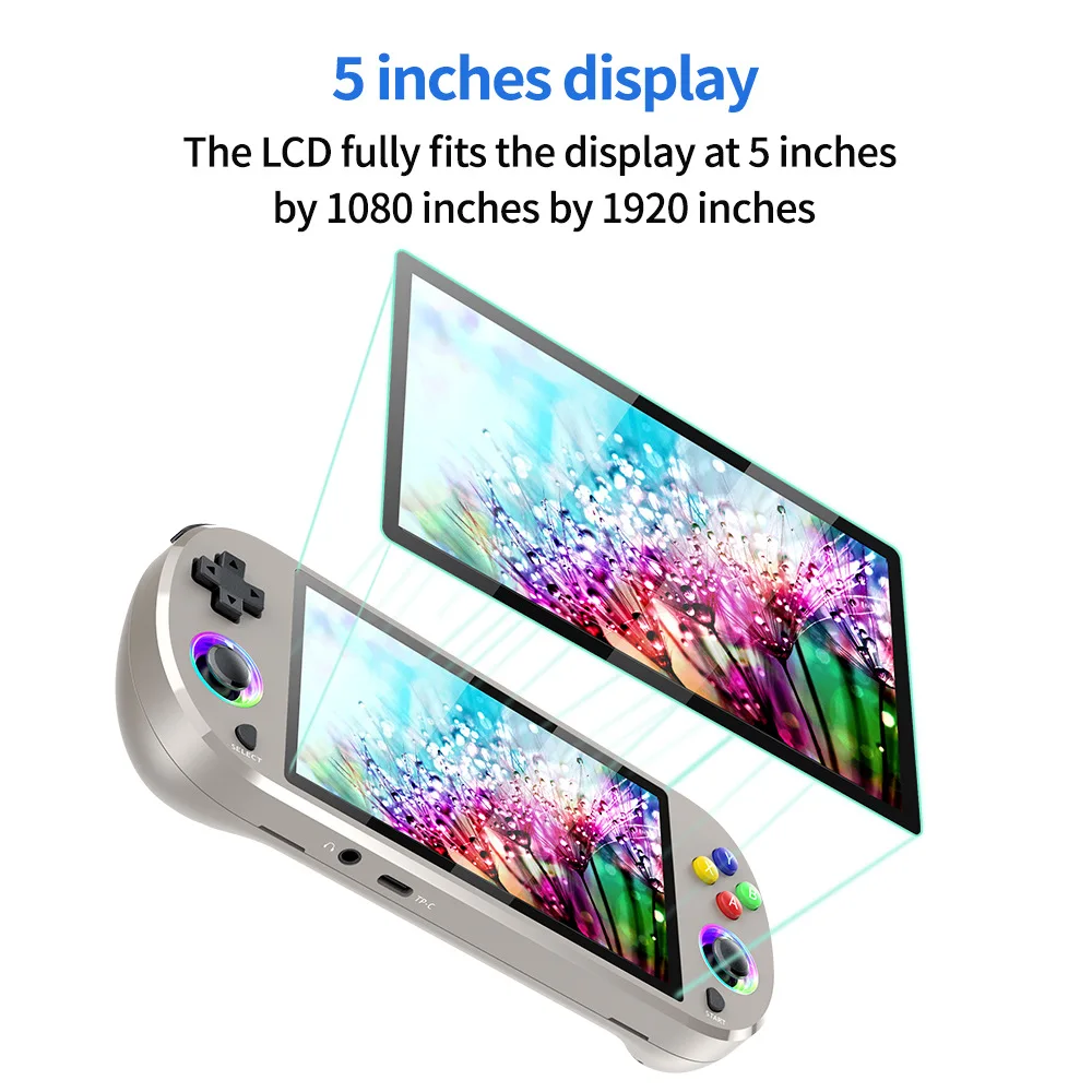 M22 Pro Retro Handheld Game Console 5.0″ HD 1920*1080 IPS Display Support LINUX/ Emelec 4.3 for PSP Portable Pocket Video Playe