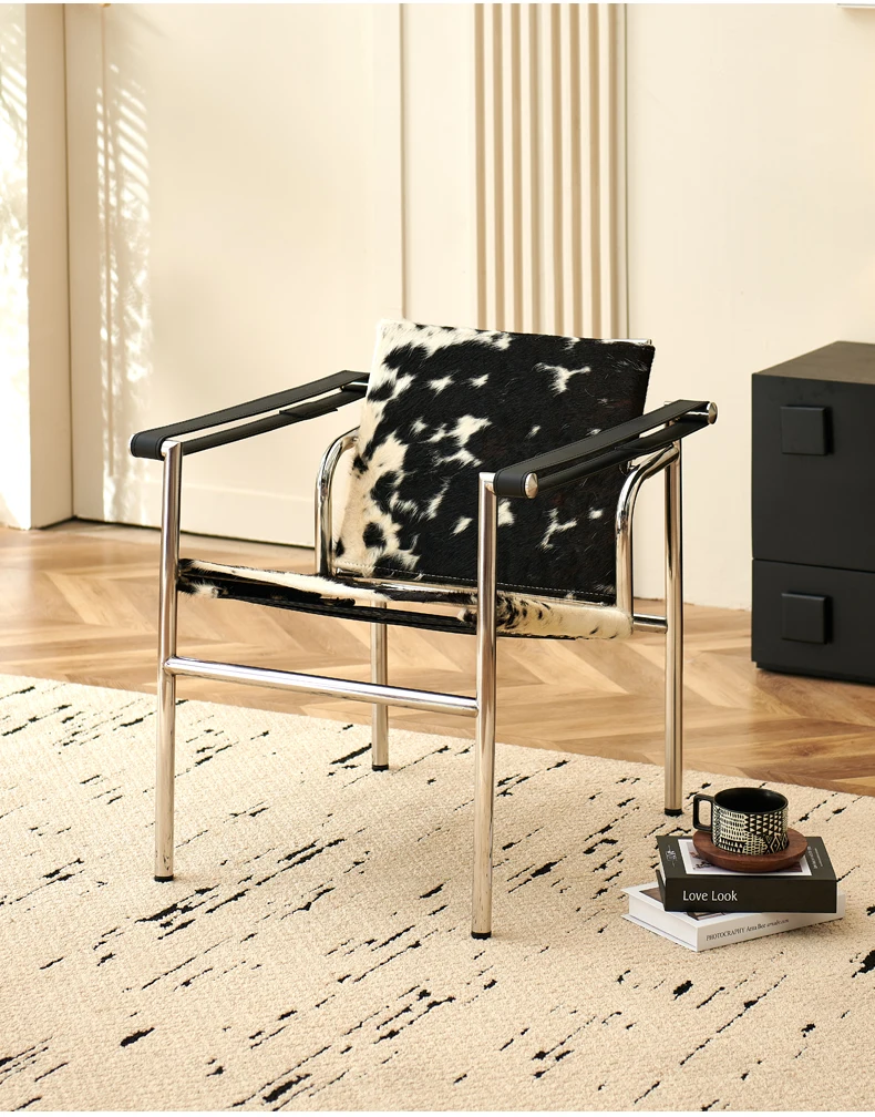 Le Corbusier Italian Style Single Sofa Chair Designer Vintage Single Chair Stainless Steel Leisure Chair
