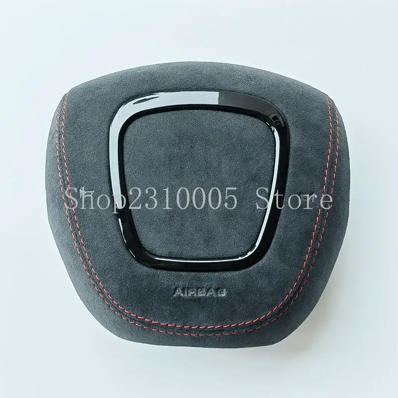 

Square Shape Car Steering Wheel Horn Cap Cover Alcantara Genuine Leather Wrapped Center Speaker Panel for A3 A4 A5 Q3 Q5 etc.